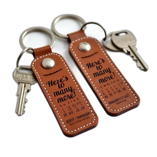 two, brown, leather, key, fobs, here, many, more transparent PNG cut-out