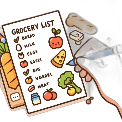 food, concept art, hand, holds, blue, pen, above, grocery transparent PNG cut-out