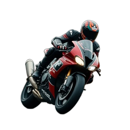 photorealistic, 3d render, concept art, pixel art, motorcycle, racer, rides, track transparent PNG cut-out
