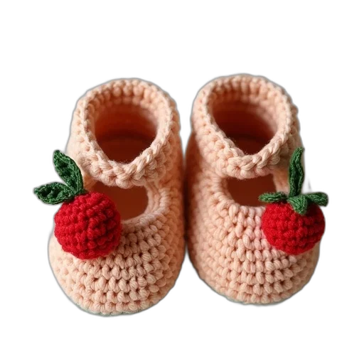 shoes, hat, cute, hand, crochet, baby, fruits, flowers transparent PNG cut-out