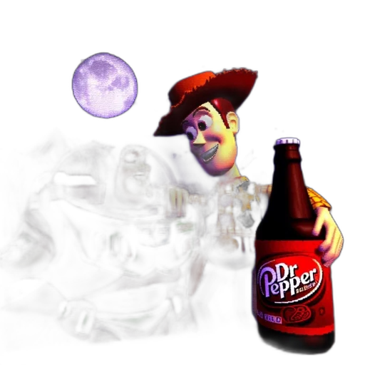 bottle, robot, food, creature, concept art, 3d render, photorealistic, vaporwave transparent PNG cut-out