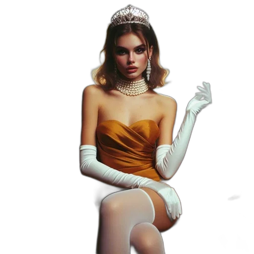 dress, crown, jewelry, concept art, photorealistic, fantasy art, pixel art, woman transparent PNG cut-out