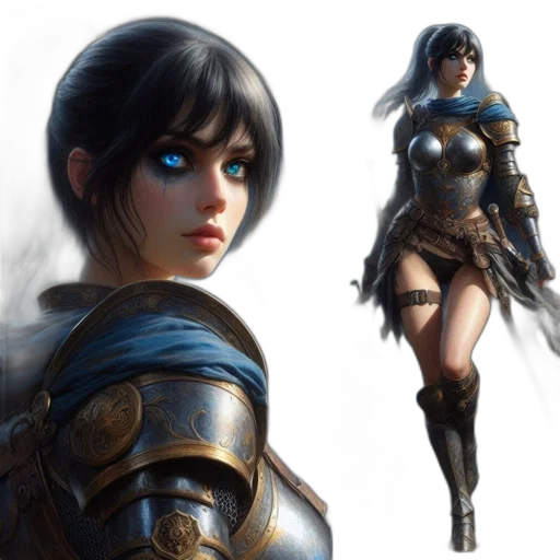 concept art, fantasy art, comic book art, 3d render, blue, dark, golden, digital transparent PNG cut-out