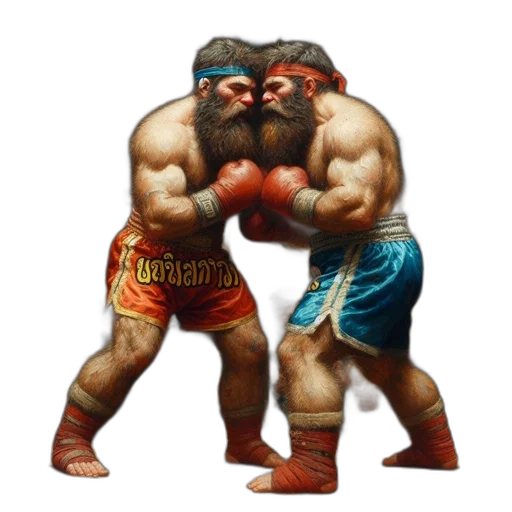 fantasy art, concept art, oil painting, pixel art, two, muscular, men, boxing transparent PNG cut-out