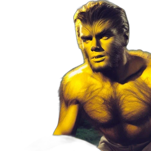 comic book art, concept art, photorealistic, fantasy art, golden, menacing, hairy, muscular transparent PNG cut-out