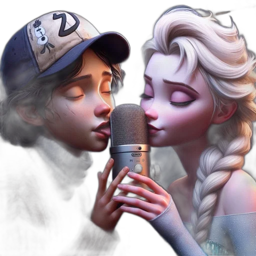 concept art, photorealistic, cartoon, fantasy art, snow, fire, neon lights, two transparent PNG cut-out
