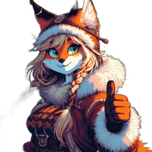 staff, jacket, animal, hat, fantasy art, pixel art, concept art, watercolor transparent PNG cut-out