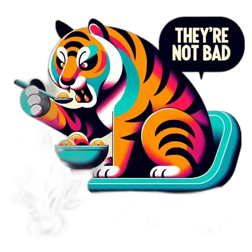 vaporwave, concept art, 3d render, anthropomorphic, tiger, playful, scene, holds transparent PNG cut-out