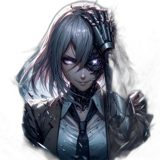 mask, robot, staff, face, cyberpunk, concept art, fantasy art, comic book art transparent PNG cut-out