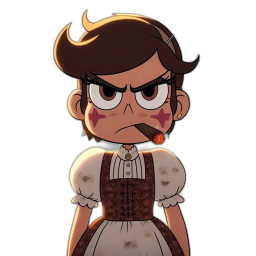 dress, staff, face, crown, cartoon, concept art, pixel art, anime transparent PNG cut-out