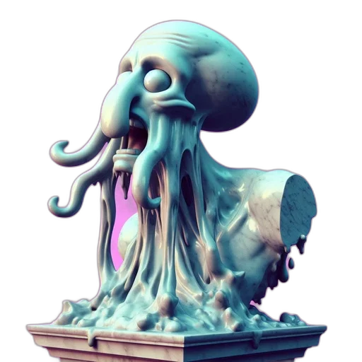 creature, crown, staff, hat, concept art, 3d render, fantasy art, vaporwave transparent PNG cut-out