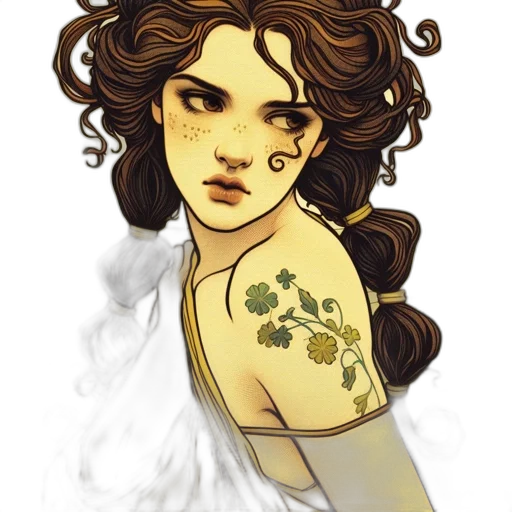 dress, fantasy art, concept art, watercolor, pixel art, golden, earth tones, green transparent PNG cut-out