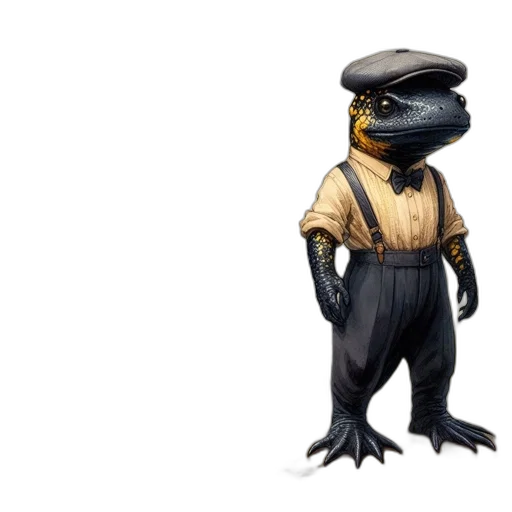 creature, hat, animal, staff, concept art, fantasy art, 3d render, pixel art transparent PNG cut-out
