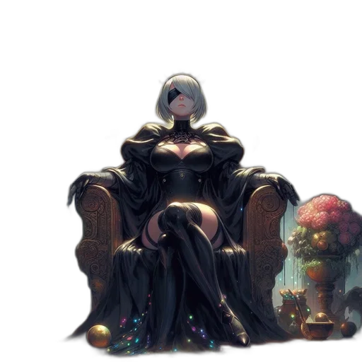 crown, dress, robot, furniture, concept art, fantasy art, pixel art, anime transparent PNG cut-out