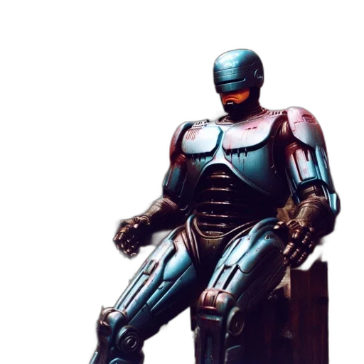 robot, concept art, 3d render, comic book art, cyberpunk, workshop, man, sprays transparent PNG cut-out