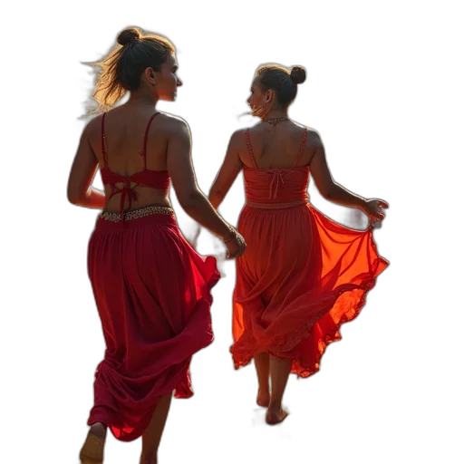dress, oil painting, red, festival transparent PNG cut-out
