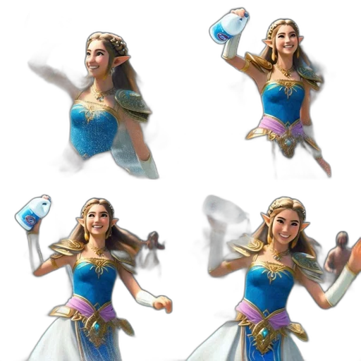 concept art, fantasy art, 3d render, pixel art, blue, female, animated, character transparent PNG cut-out