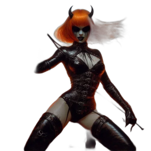 concept art, fantasy art, 3d render, comic book art, dark, powerful, female, protagonist transparent PNG cut-out