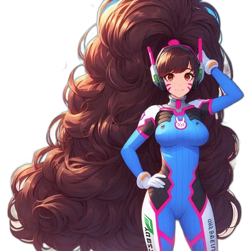 hair, dress, robot, anime, concept art, cartoon, comic book art, neon transparent PNG cut-out