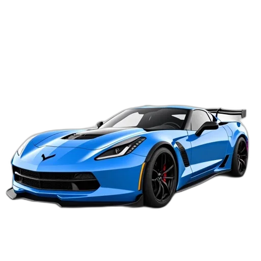 car, 3d render, photorealistic, concept art, cartoon, blue, sports, sleek transparent PNG cut-out