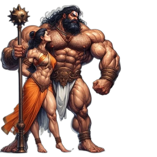 concept art, fantasy art, comic book art, pixel art, two, muscular, figures, traditional transparent PNG cut-out
