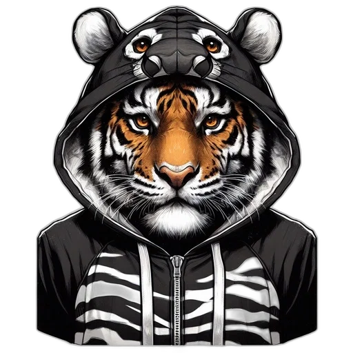 animal, jacket, mask, concept art, fantasy art, photorealistic, pixel art, monochrome transparent PNG cut-out
