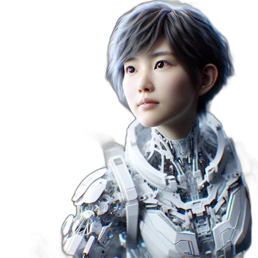 robot, face, cyberpunk, concept art, 3d render, photorealistic, blue, monochrome transparent PNG cut-out