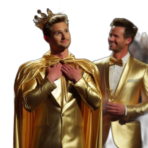 crown, concept art, golden, individual, suit, adjusts, his, cape transparent PNG cut-out