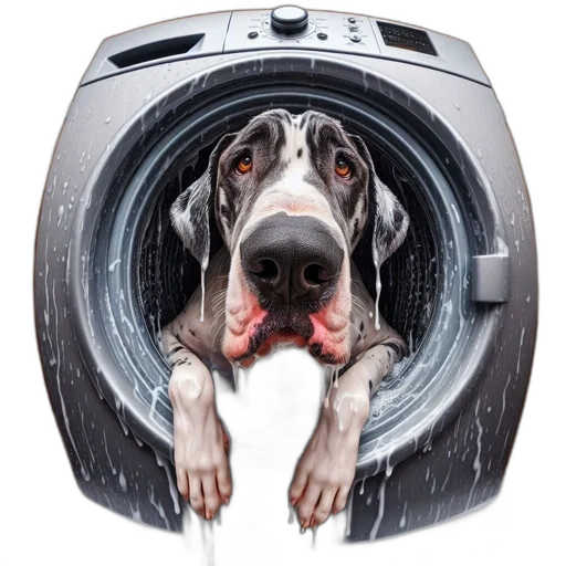 animal, robot, creature, photorealistic, great, dane, partially, submerged transparent PNG cut-out