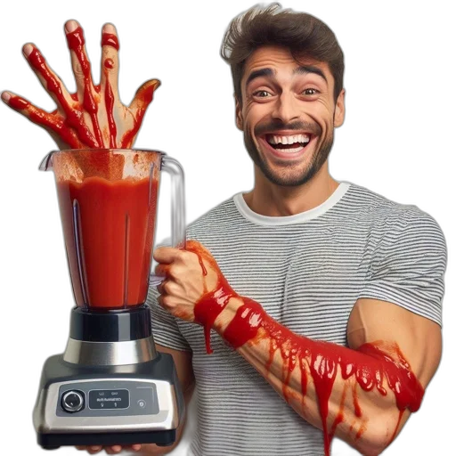 food, weapon, robot, staff, red, individual, cheerfully, holds transparent PNG cut-out