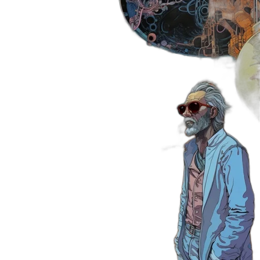 jacket, mask, comic book art, concept art, cyberpunk, watercolor, outer space, blue transparent PNG cut-out