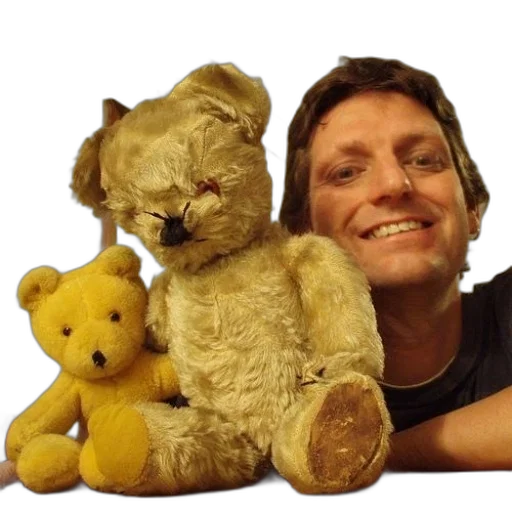 staff, animal, man, nose, ring, sits, two, teddy transparent PNG cut-out
