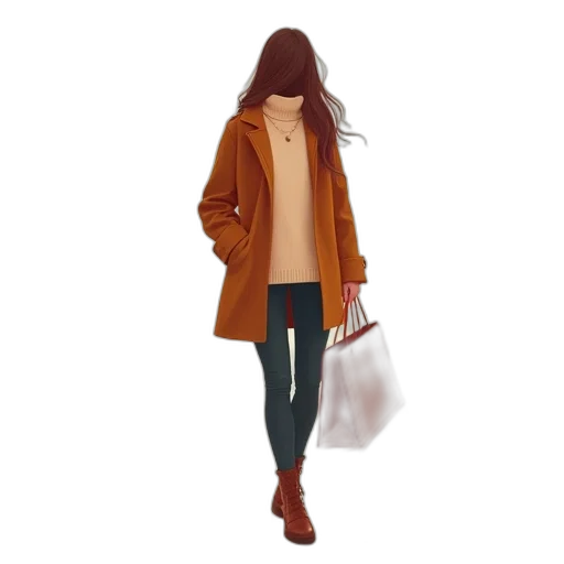 jacket, concept art, photorealistic, 3d render, watercolor, earth tones, red, dark transparent PNG cut-out