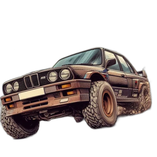 car, weapon, photorealistic, concept art, 3d render, pixel art, off-road, bmw transparent PNG cut-out