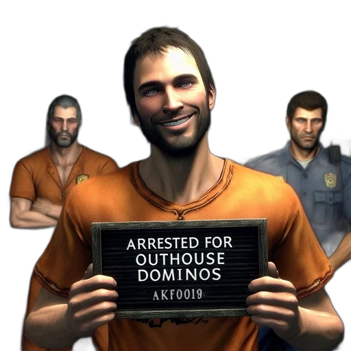 concept art, 3d render, dimly, lit, prison, cell, man, mischievous transparent PNG cut-out