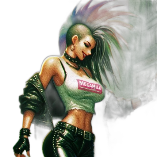 jacket, cyberpunk, comic book art, concept art, fantasy art, green, image, depicts transparent PNG cut-out