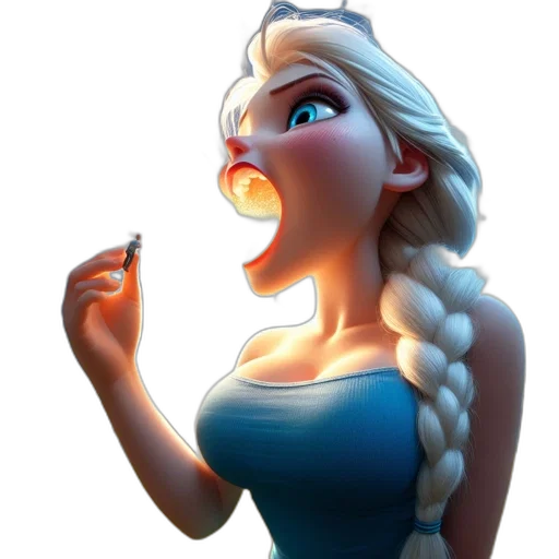 dress, face, 3d render, concept art, cartoon, fantasy art, fire, snow transparent PNG cut-out
