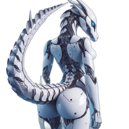 dragon, robot, creature, animal, concept art, fantasy art, pixel art, vaporwave transparent PNG cut-out
