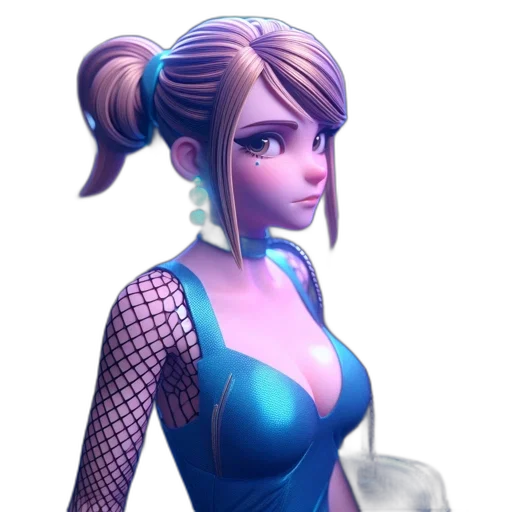 staff, dress, face, concept art, fantasy art, 3d render, cyberpunk, blue transparent PNG cut-out