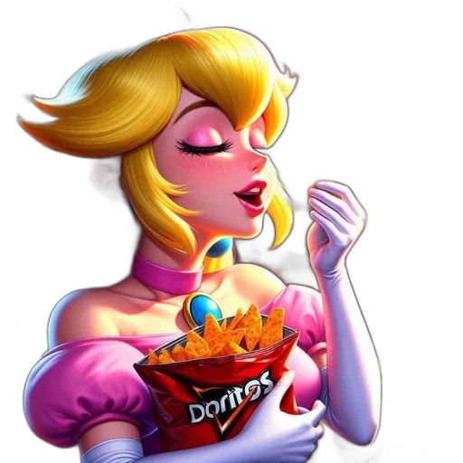 food, crown, concept art, 3d render, comic book art, cartoon, animated, princess transparent PNG cut-out