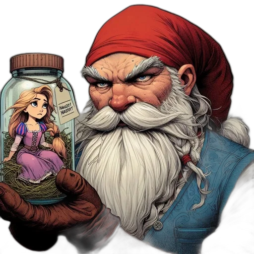 comic book art, concept art, fantasy art, elderly, man, santa-like, appearance, holds transparent PNG cut-out