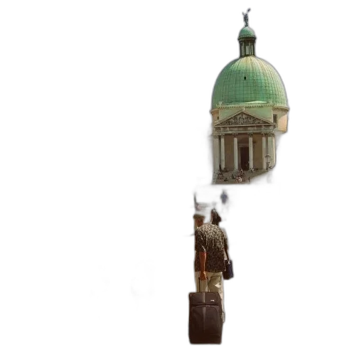 umbrella, staff, hat, building, 3d render, concept art, photorealistic, pixel art transparent PNG cut-out