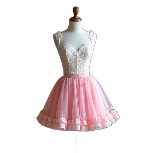 dress, 3d render, pastel, mannequin, dressed, white, lace, top transparent PNG cut-out