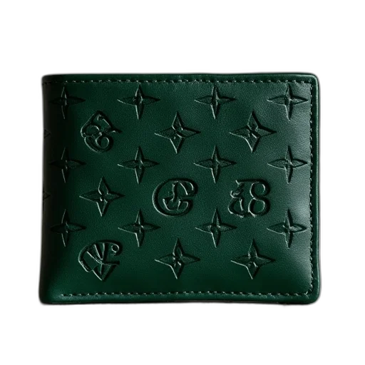 green, small, monogram, leather transparent PNG cut-out
