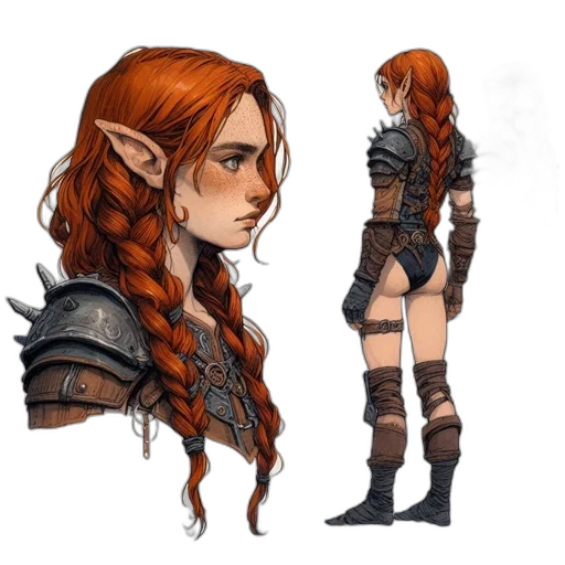 concept art, fantasy art, pixel art, comic book art, dark, earth tones, illustrated, female transparent PNG cut-out