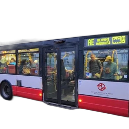 3d render, concept art, photorealistic, pixel art, city street, red, white, bus transparent PNG cut-out