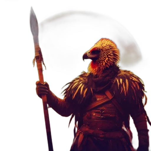 mask, animal, staff, sword, fantasy art, concept art, 3d render, comic book art transparent PNG cut-out