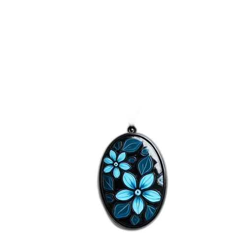 jewelry, flower, dress, photorealistic, 3d render, blue, black, necklace transparent PNG cut-out