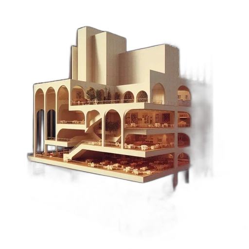 building, furniture, 3d render, concept art, architecturally, unique, multi-story, arched transparent PNG cut-out