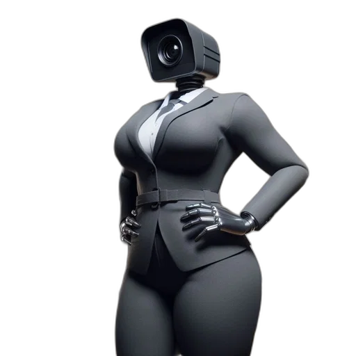 robot, dress, jacket, mask, 3d render, concept art, cyberpunk, monochrome transparent PNG cut-out